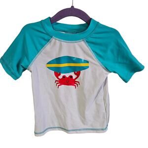 Floatimini Size 3T Rash Guard Crab Surfboard Graphic Short Sleeve Swim Shirt